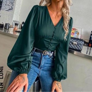 SHEIN Dark Green Blouse